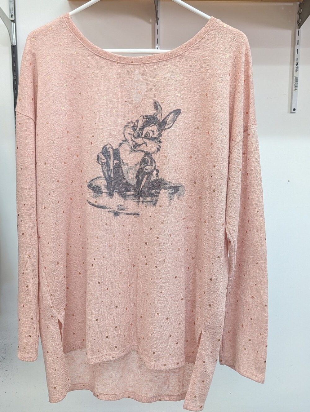 LC Lauren Conrad Blush Pink Crewneck Sweater with Disney Thumper Print